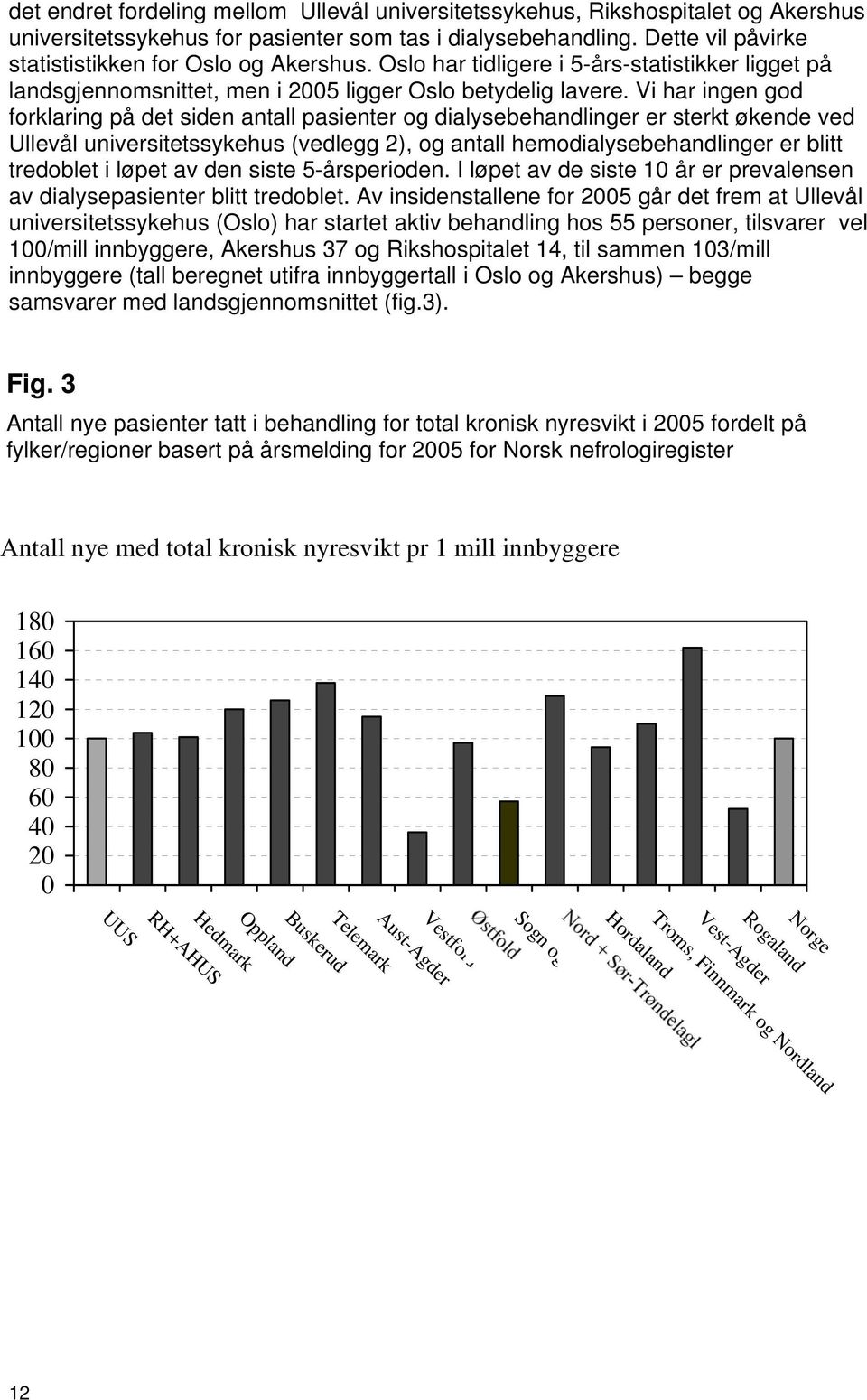 Vi har ingen god forklaring på det siden antall pasienter og dialysebehandlinger er sterkt økende ved Ullevål universitetssykehus (vedlegg 2), og antall hemodialysebehandlinger er blitt tredoblet i