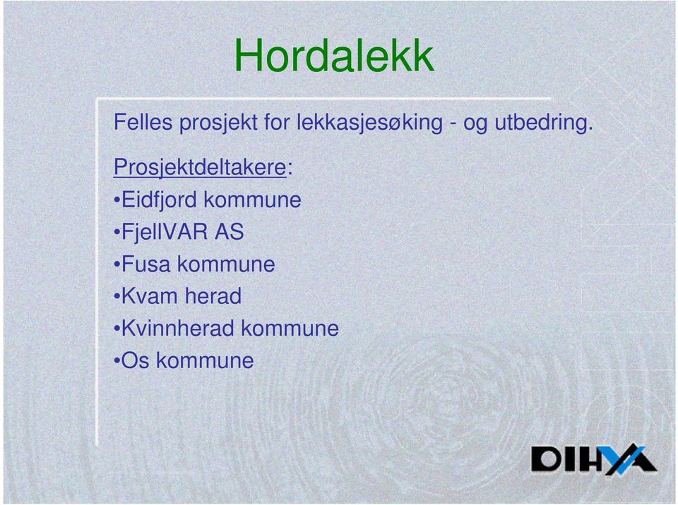 Prosjektdeltakere: Eidfjord kommune