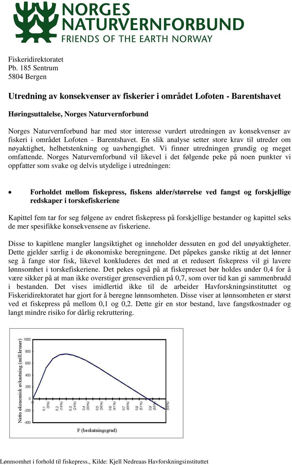 utredningen av konsekvenser av fiskeri i området Lofoten - Barentshavet. En slik analyse setter store krav til utreder om nøyaktighet, helhetstenkning og uavhengighet.