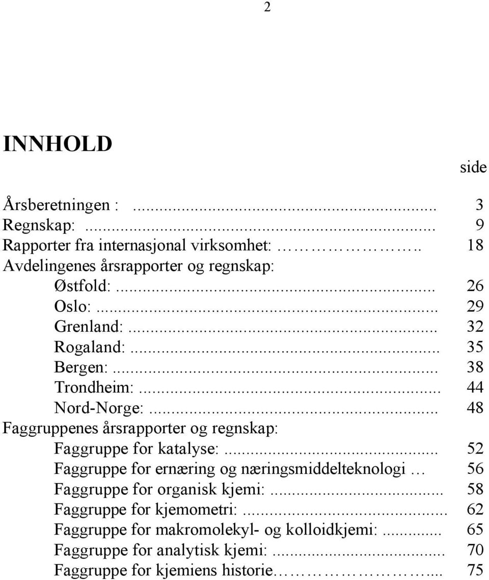 .. 44 Nord-Norge:... 48 Faggruppenes årsrapporter og regnskap: Faggruppe for katalyse:.
