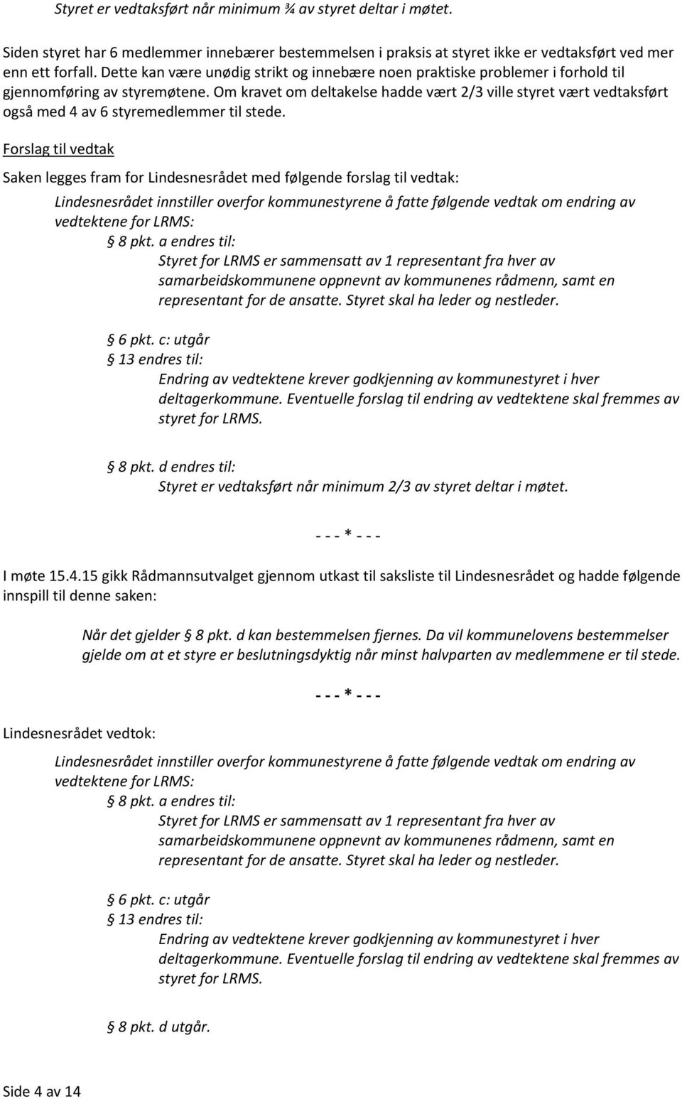 Om kravet om deltakelse hadde vært 2/3 ville styret vært vedtaksført også med 4 av 6 styremedlemmer til stede.