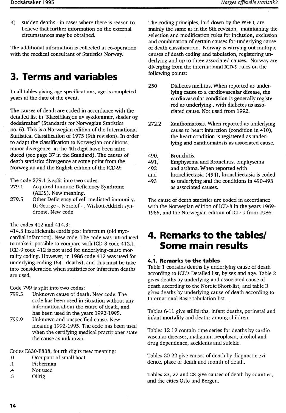 Terms and variables In all tables giving age specifications, age is completed years at the date of the event.