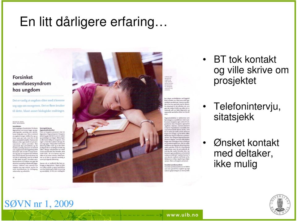 Telefonintervju, sitatsjekk Ønsket