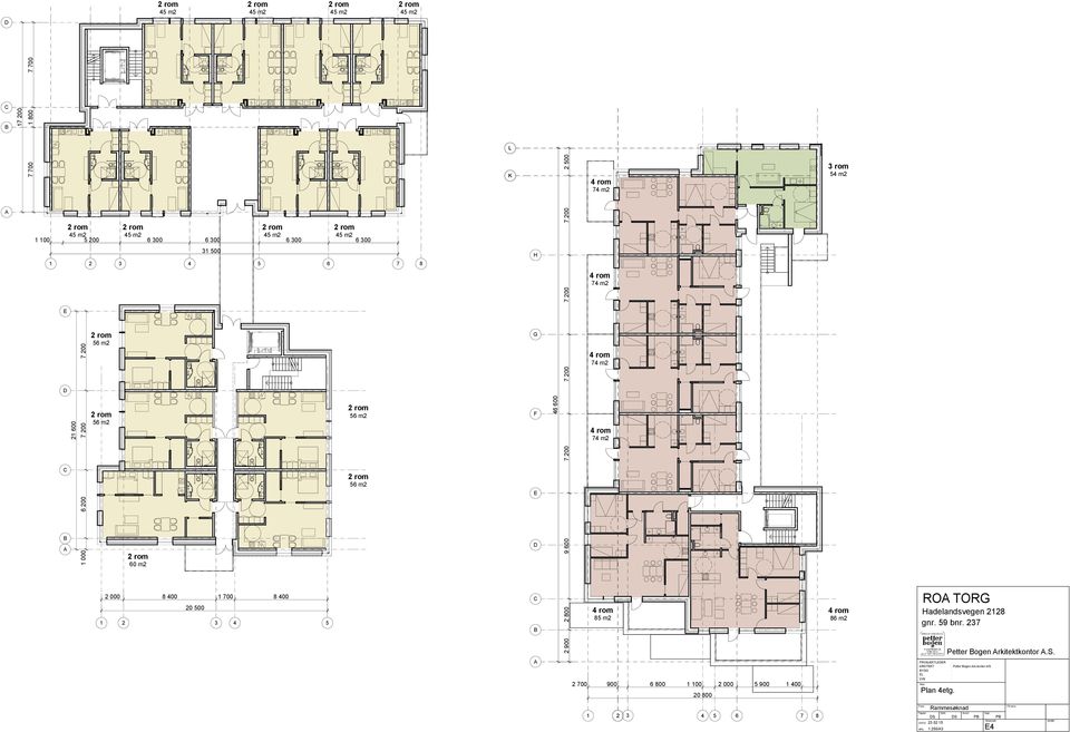 C B 4 rom 8 4 rom 86 m2 ROA TORG Hadelandsvegen 2128 gnr. 59 bnr. 237 Petter Bogen Arkitektkontor A.S. A 2 700 900 6 800 1 100 2 000 5 900 1 400 20 800 PROSJEKTLEDER.