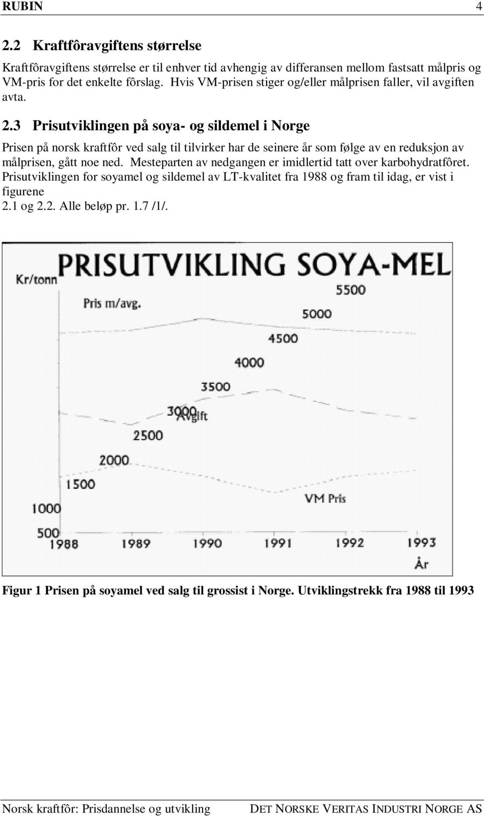 3 Prisutviklingen på soya- og sildemel i Norge Prisen på norsk kraftfôr ved salg til tilvirker har de seinere år som følge av en reduksjon av målprisen, gått noe ned.