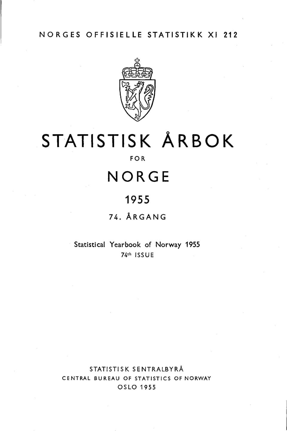 ÅRGANG Statistical Yearbook of Norway th