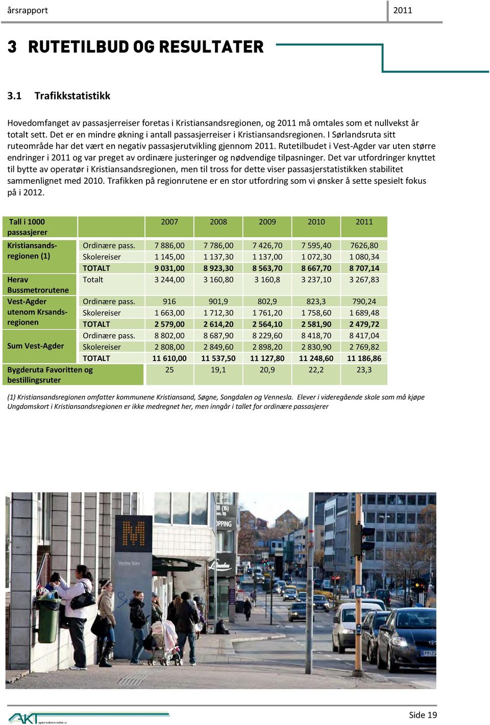 Rutetilbudet i Vest-Agder var uten større endringer i 2011 og var preget av ordinære justeringer og nødvendige tilpasninger.