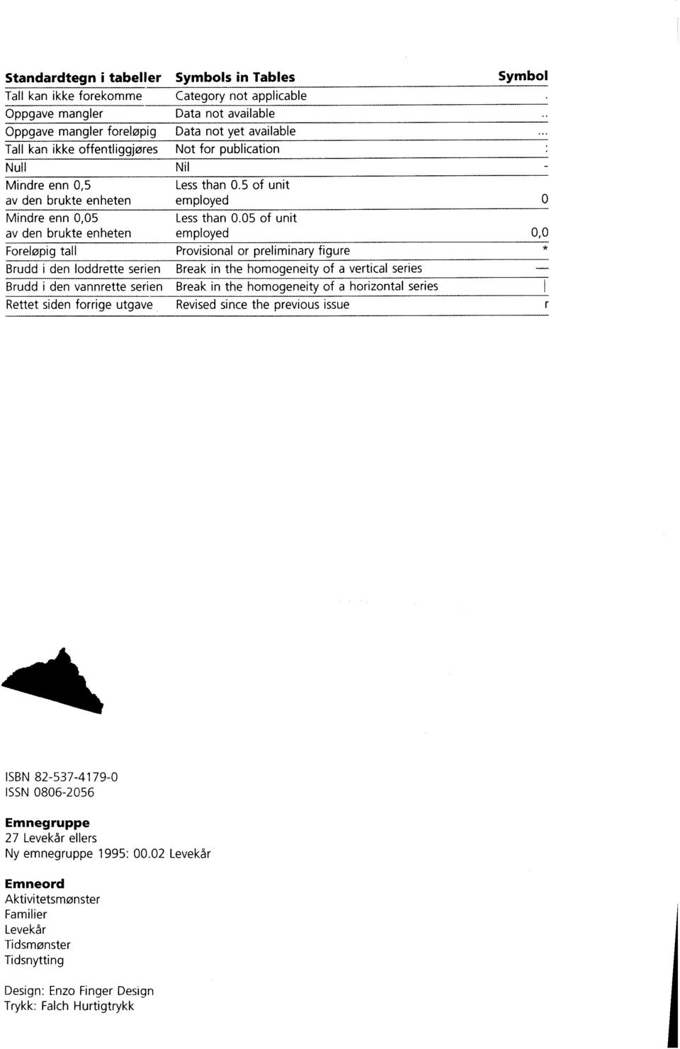 05 of unit employed 0,0 Provisional or preliminary figure Brudd i den loddrette serien Break in the homogeneity of a vertical series Brudd i den vannrette serien Break in the homogeneity of a