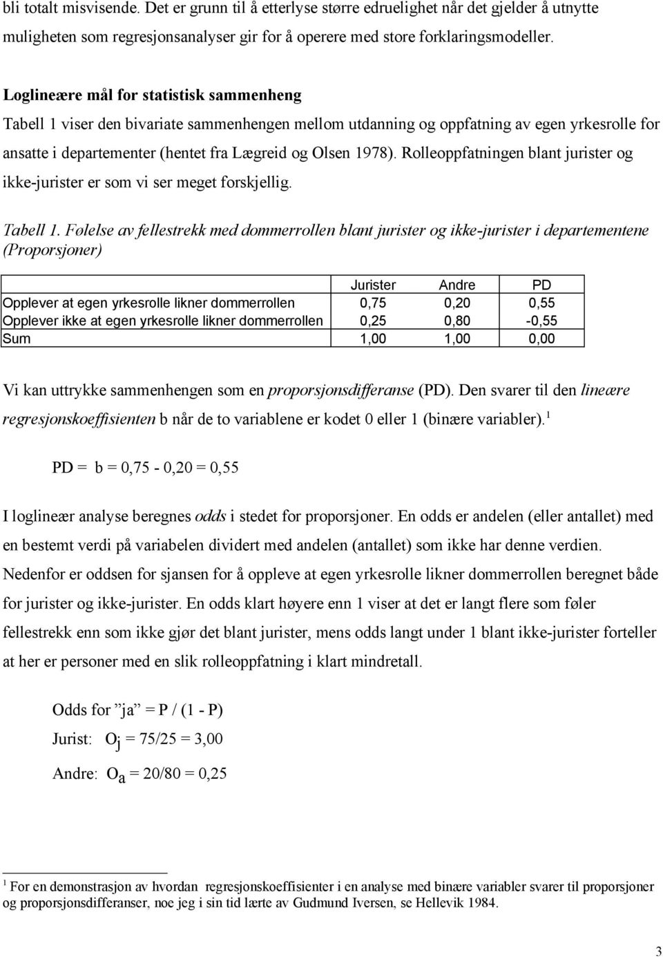 Rolleoppfatningen blant jurister og ikke-jurister er som vi ser meget forskjellig. Tabell 1.