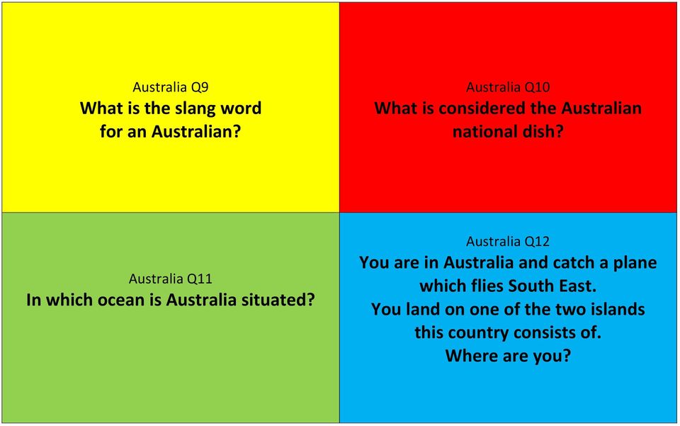 Australia Q11 In which ocean is Australia situated?