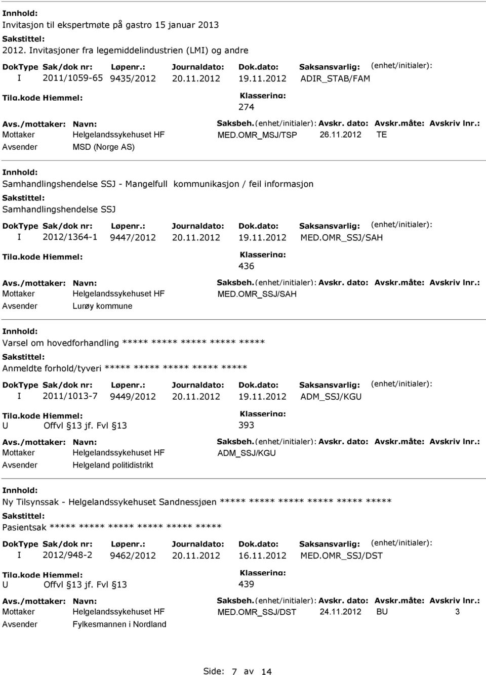 OMR_SSJ/SAH 436 Avs./mottaker: Navn: Saksbeh. Avskr. dato: Avskr.måte: Avskriv lnr.: MED.