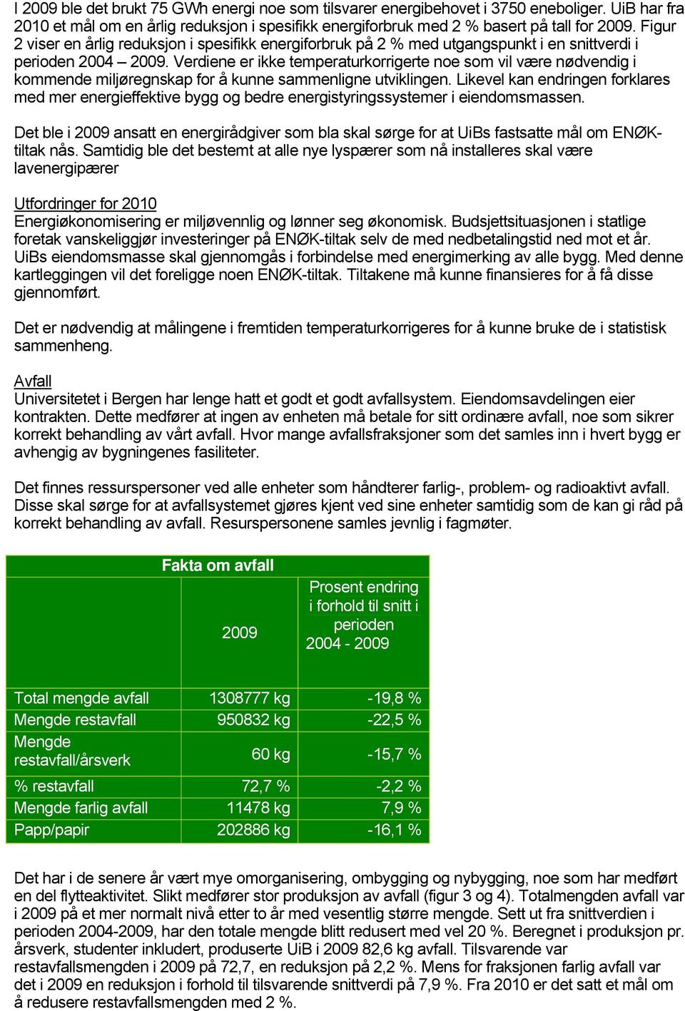 Verdiene er ikke temperaturkorrigerte noe som vil være nødvendig i kommende miljøregnskap for å kunne sammenligne utviklingen.