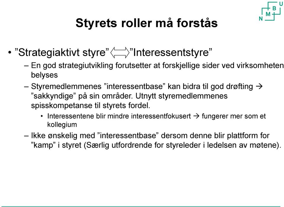 Utnytt styremedlemmenes spisskompetanse til styrets fordel.