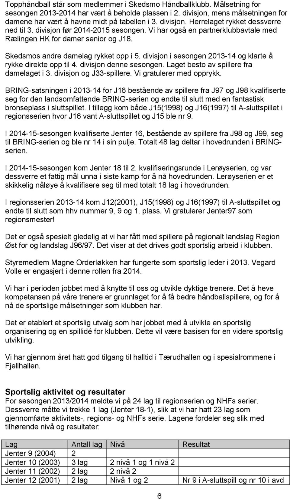 divisjon i sesongen 2013-14 og klarte å rykke direkte opp til 4. divisjon denne sesongen. Laget besto av spillere fra damelaget i 3. divisjon og J33-spillere. Vi gratulerer med opprykk.