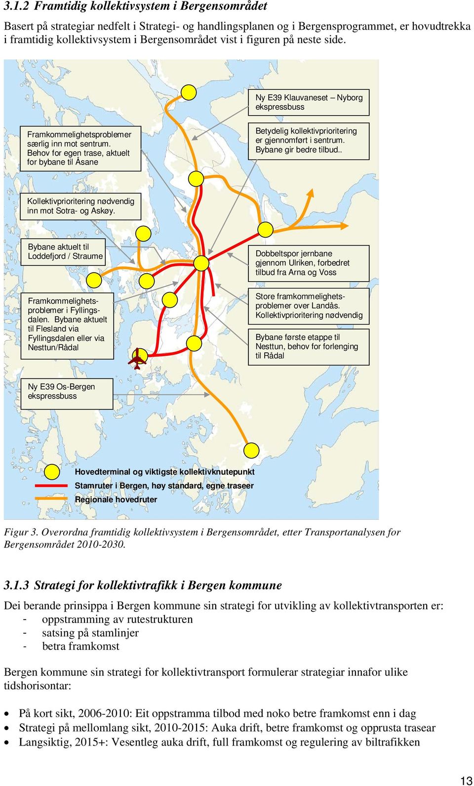 Behov for egen trase, aktuelt for bybane til Åsane Betydelig kollektivprioritering er gjennomført i sentrum. Bybane gir bedre tilbud.. Kollektivprioritering nødvendig inn mot Sotra- og Askøy.