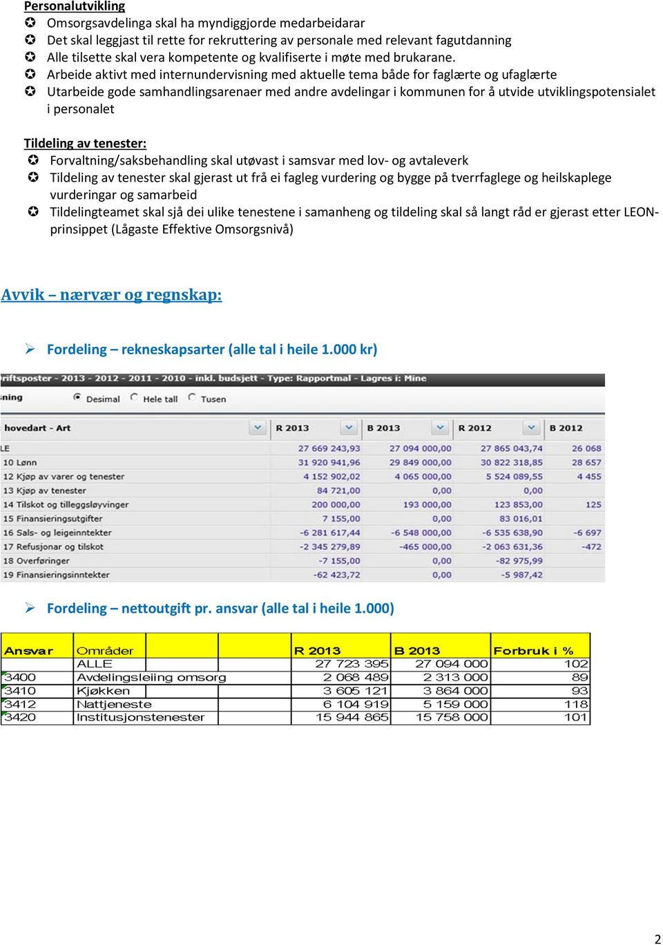 Arbeide aktivt med internundervisning med aktuelle tema både for faglærte og ufaglærte Utarbeide gode samhandlingsarenaer med andre avdelingar i kommunen for å utvide utviklingspotensialet i