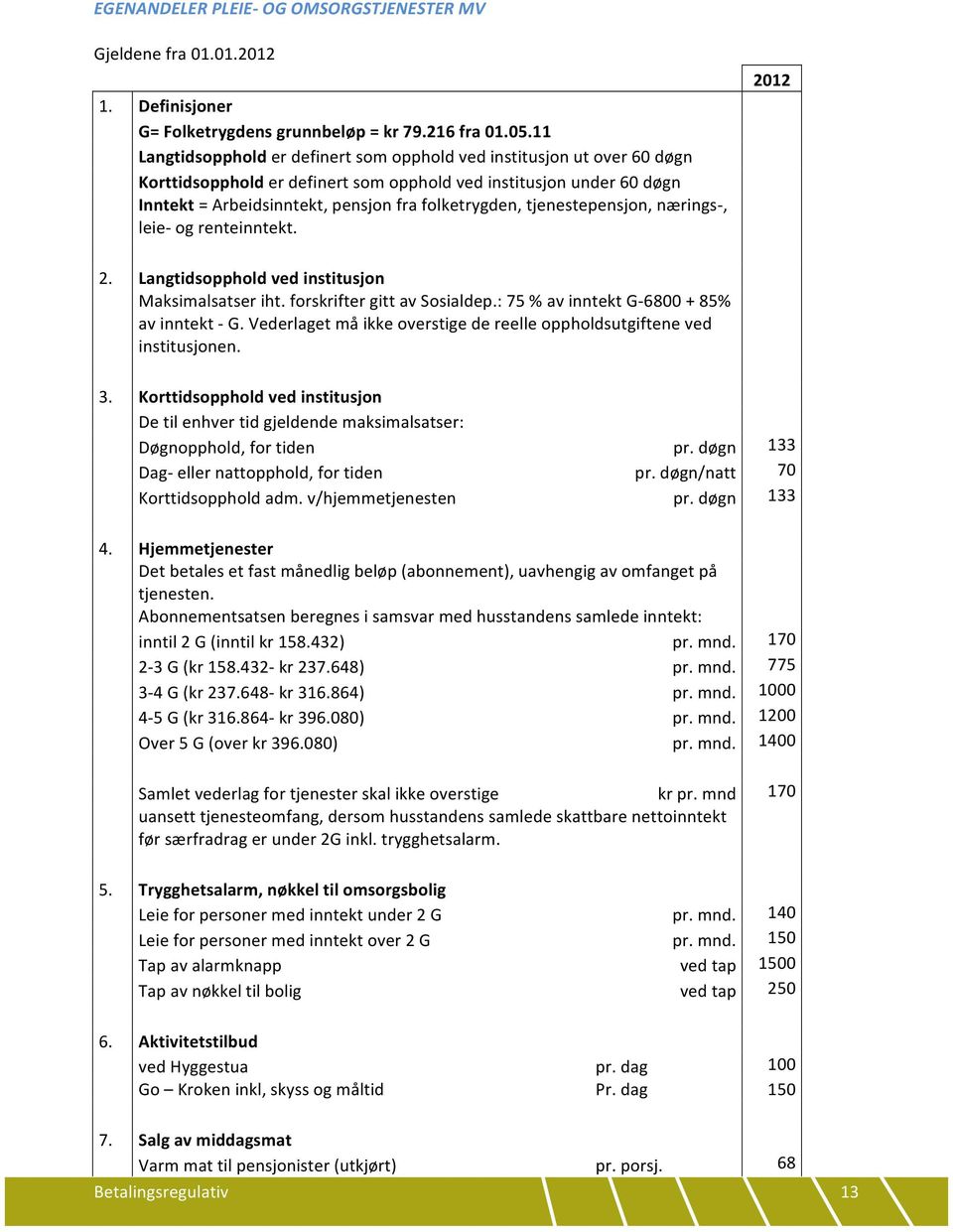 tjenestepensjon, nærings-, leie- og renteinntekt. 2. Langtidsopphold ved institusjon Maksimalsatser iht. forskrifter gitt av Sosialdep.: 75 % av inntekt G- 6800 + 85% av inntekt - G.