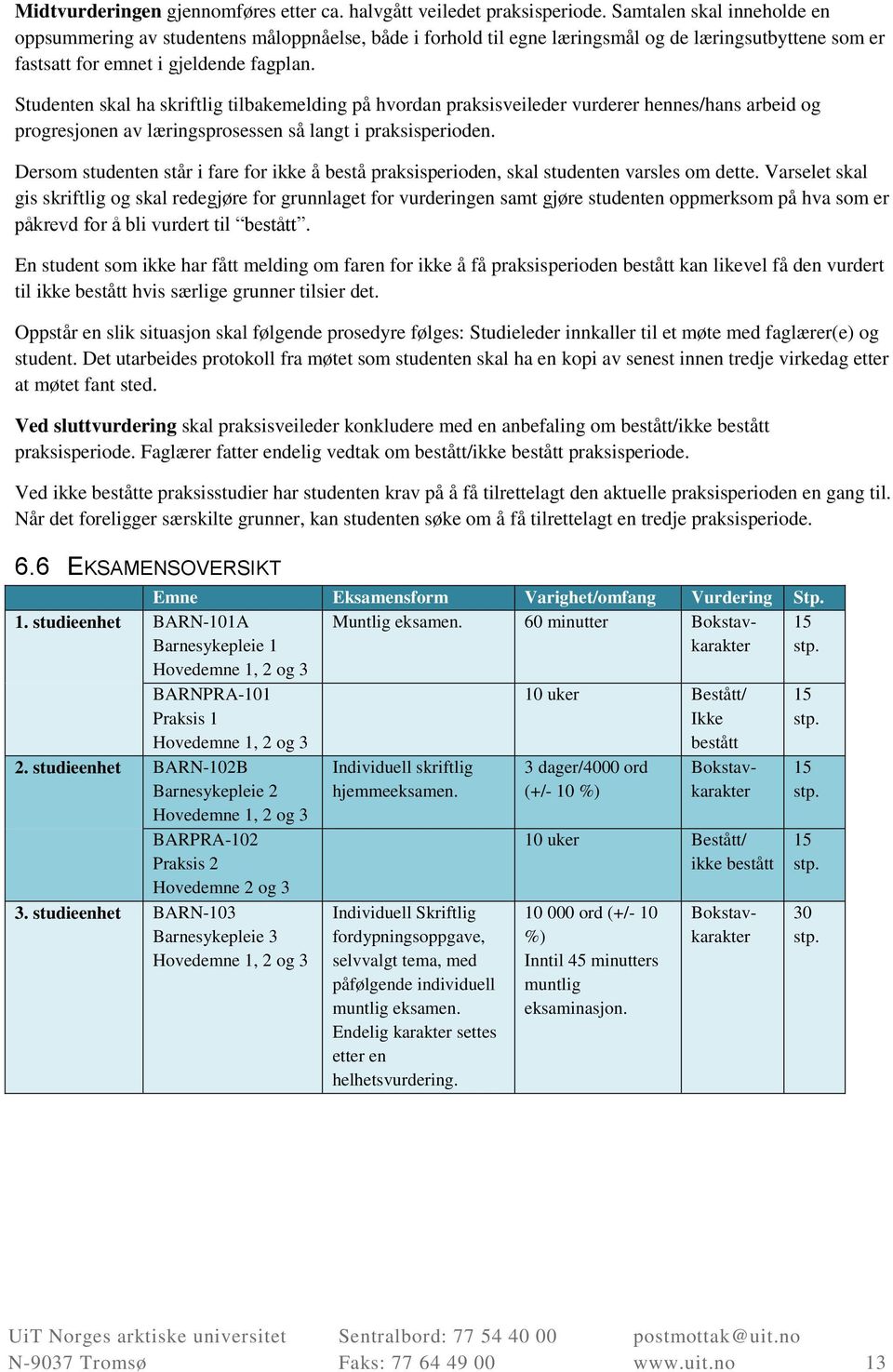 Studenten skal ha skriftlig tilbakemelding på hvordan praksisveileder vurderer hennes/hans arbeid og progresjonen av læringsprosessen så langt i praksisperioden.