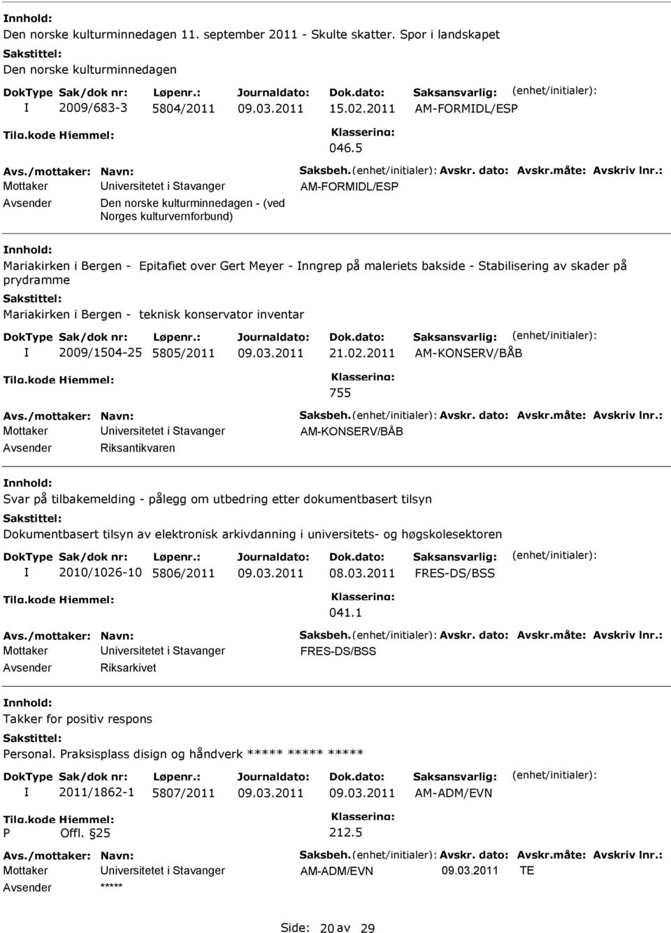 Mariakirken i Bergen - teknisk konservator inventar 2009/1504-25 5805/2011 21.02.