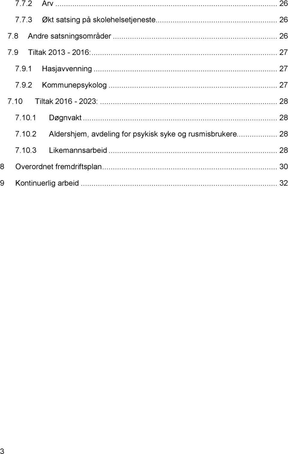 .. 28 7.10.1 Døgnvakt... 28 7.10.2 Aldershjem, avdeling for psykisk syke og rusmisbrukere... 28 7.10.3 Likemannsarbeid.