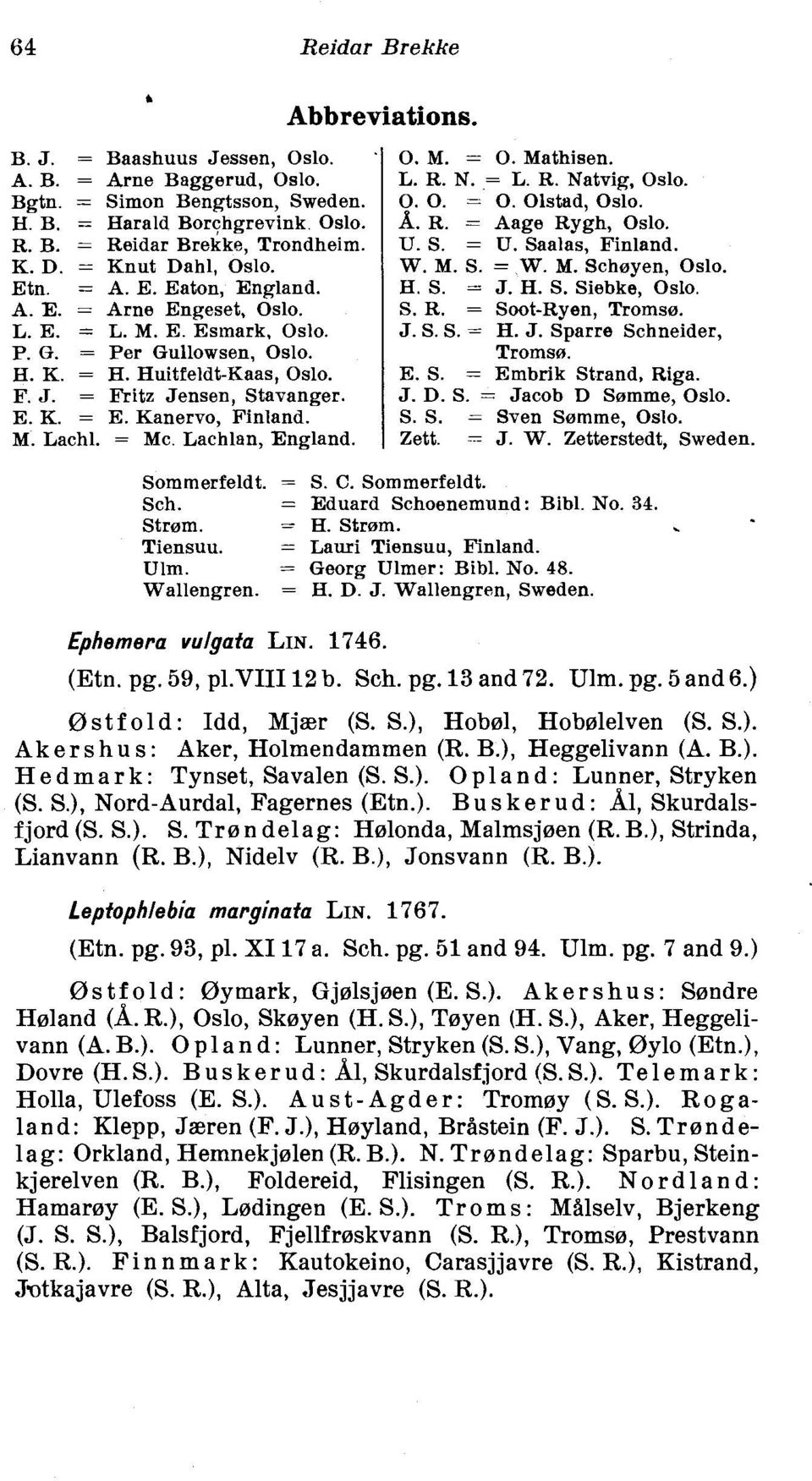 = E'ritz Jensen, Stavanger. E. K. = E. Kanervo, Finland. M. Lachl. = Mc Lachlan, England. Abbreviations. 0. M. = 0. Mathisen. L. R. N. = L. R. Natvig, Oslo. 0. 0. = 0. Olstad, Oslo. A. R. = Aage Rygh, Oslo.