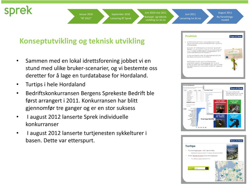 no August 2011 Ny forretningsmodell Konseptutvikling og teknisk utvikling Sammen med en lokal idrettsforening jobbet vi en stund med ulike bruker scenarier, og vi