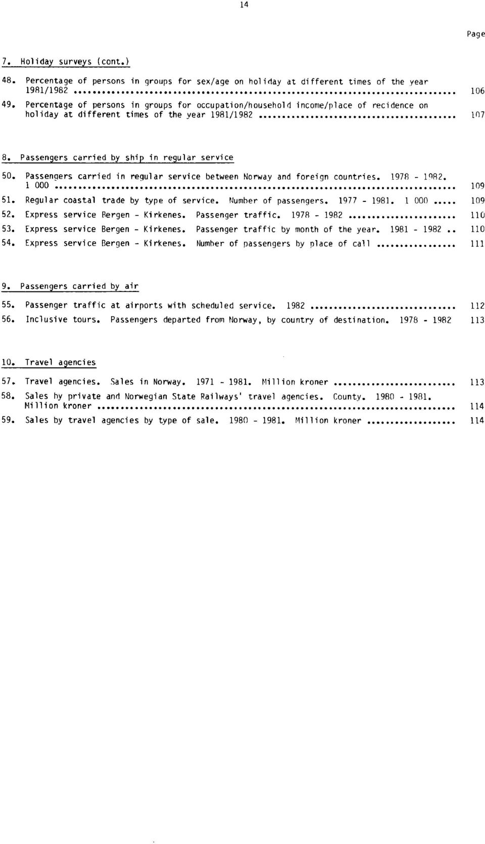 Passengers carried by ship in regular service 50. Passengers carried in regular service between Norway and foreign countries. 1978-1g82. 1 000 80.00,111011140000000000.006.10000060.,b.00.000000666.