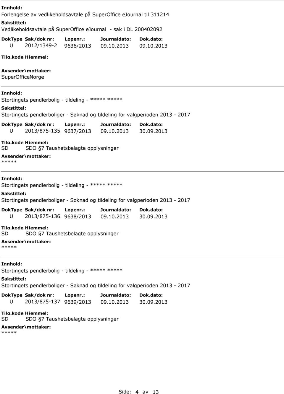 7 Taushetsbelagte opplysninger Stortingets pendlerbolig - tildeling - 2013/875-136 9638/2013 O 7 Taushetsbelagte