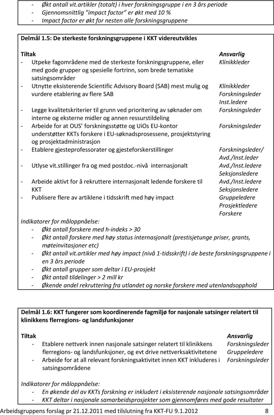 Utnytte eksisterende Scientific Advisory Board (SAB) mest mulig og vurdere etablering av flere SAB Inst.