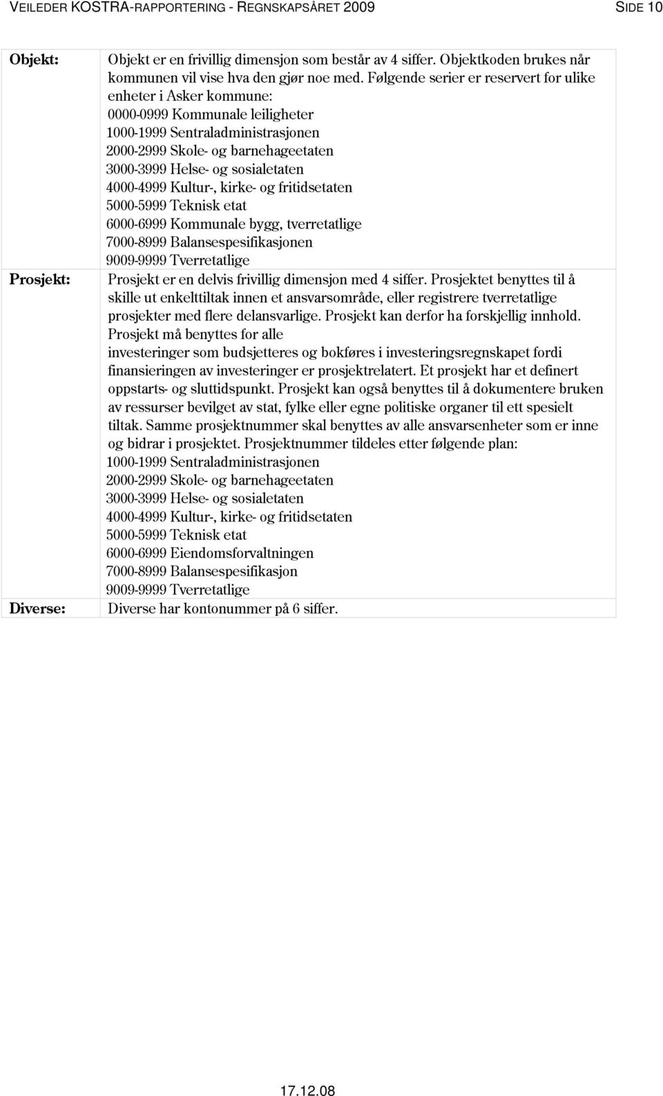 Følgende serier er reservert for ulike enheter i Asker kommune: 0000-0999 Kommunale leiligheter 1000-1999 Sentraladministrasjonen 2000-2999 Skole- og barnehageetaten 3000-3999 Helse- og sosialetaten