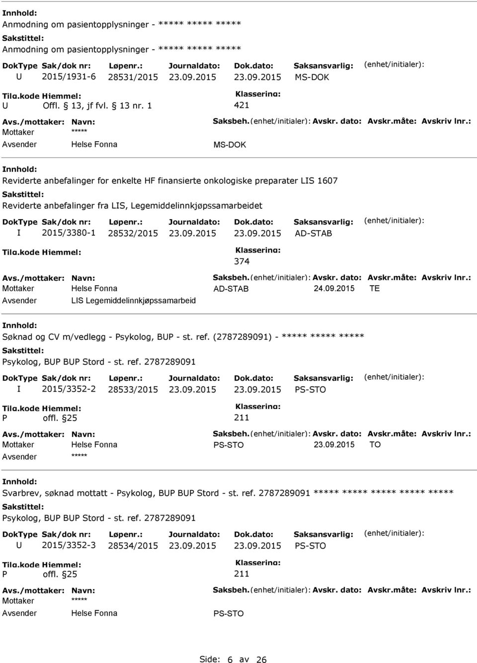 2015 TE LS Legemiddelinnkjøpssamarbeid Søknad og CV m/vedlegg - sykolog, B - st. ref.