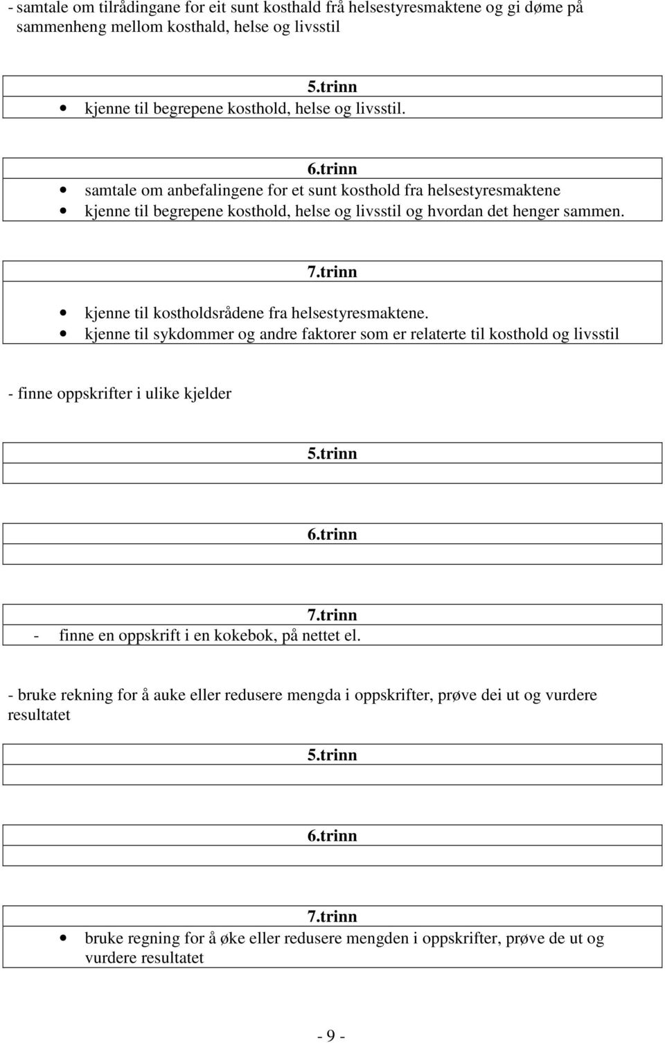 kjenne til kostholdsrådene fra helsestyresmaktene.