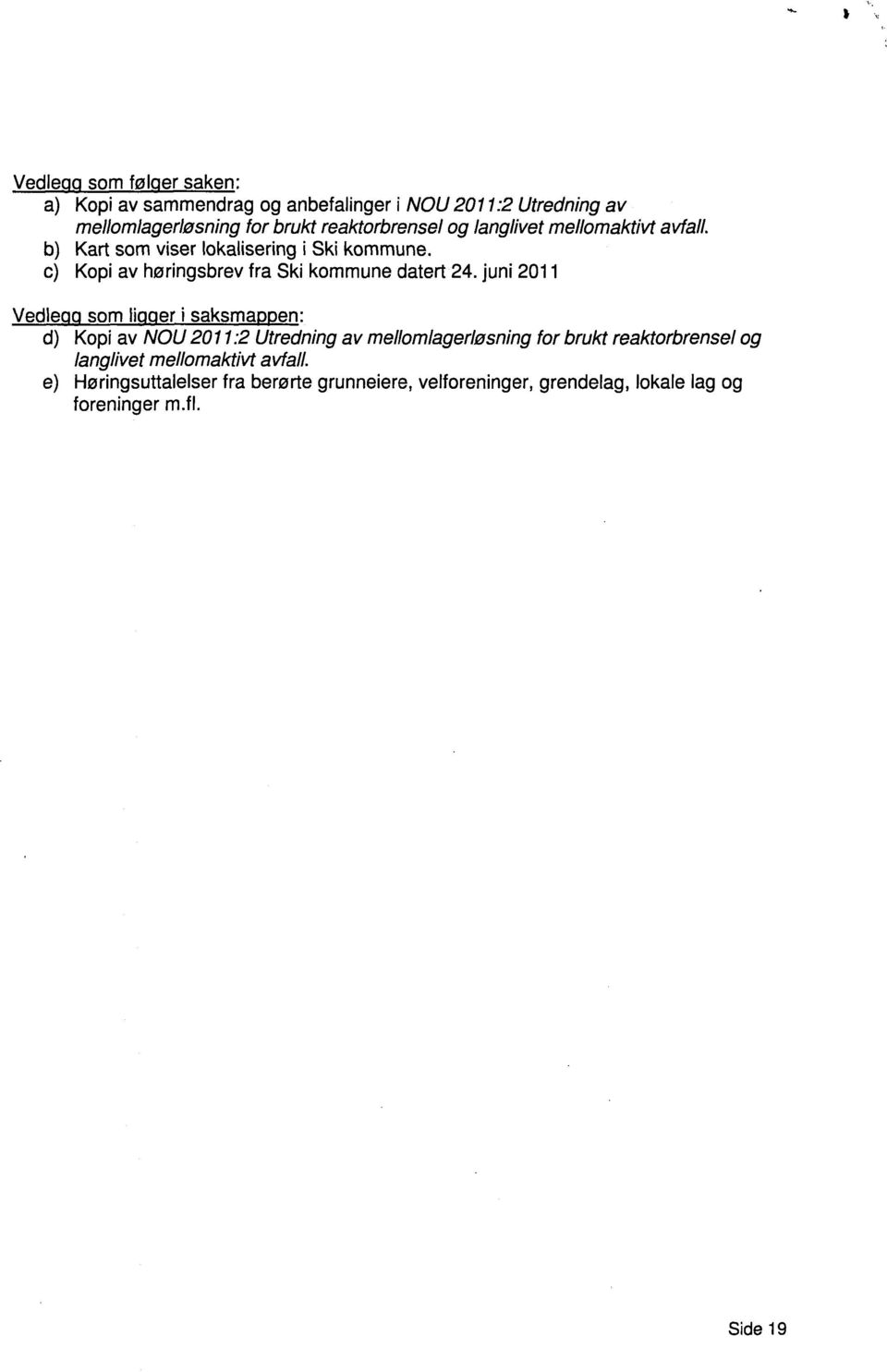 Kopi av høringsbrev fra Ski kommune datert 24.