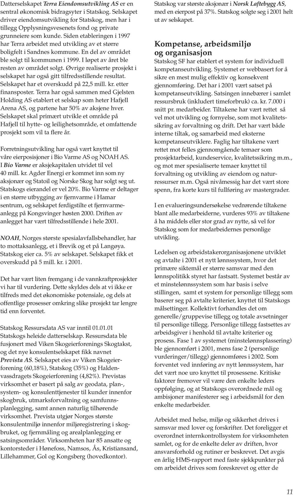 Siden etableringen i 1997 har Terra arbeidet med utvikling av et større boligfelt i Sandnes kommune. En del av området ble solgt til kommunen i 1999. I løpet av året ble resten av området solgt.