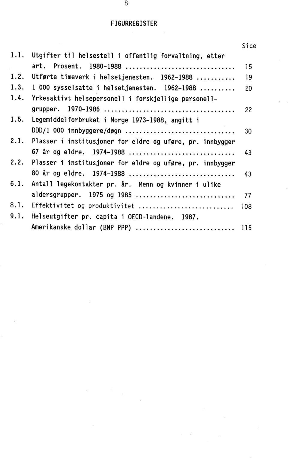 Legemiddelforbruket i Norge 1973-1988, angitt i DDD/1 000 innbyggere/døgn... 30 2.1. Plasser i institusjoner for eldre og uføre, pr. innbygger 67 år og eldre. 1974-1988... 43 2.2. Plasser i institusjoner for eldre og uføre, pr. innbygger 80 år og eldre.