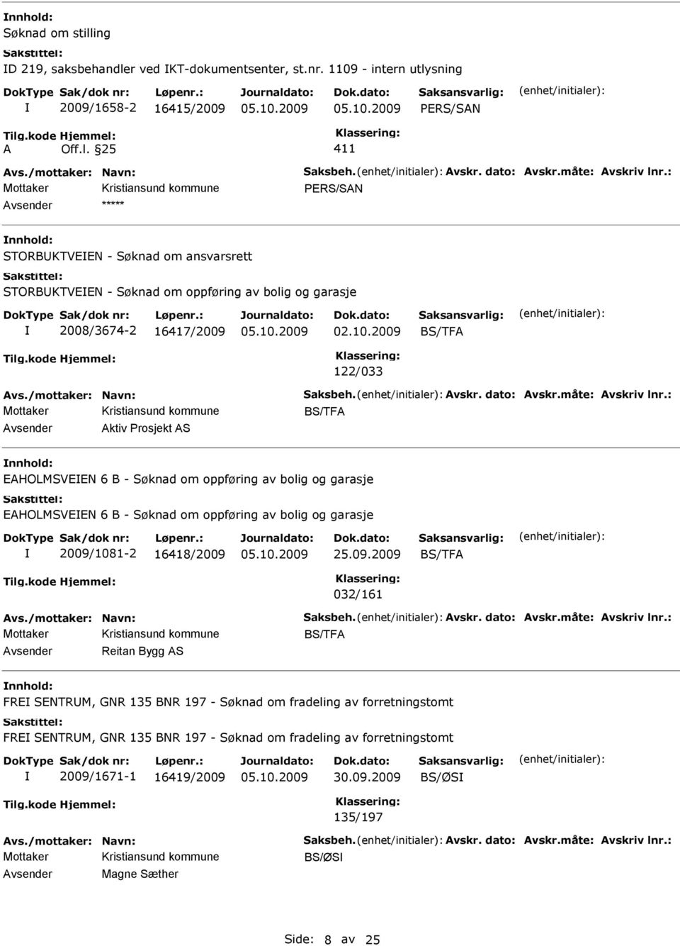 måte: Avskriv lnr.: BS/TFA Aktiv Prosjekt AS AHOLMSVN 6 B - Søknad om oppføring av bolig og garasje AHOLMSVN 6 B - Søknad om oppføring av bolig og garasje 2009/1081-2 16418/2009 25.09.2009 BS/TFA 032/161 Avs.