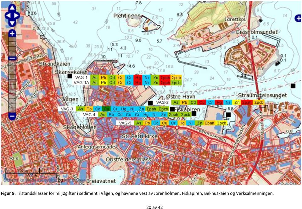 sediment i Vågen, og havnene vest av