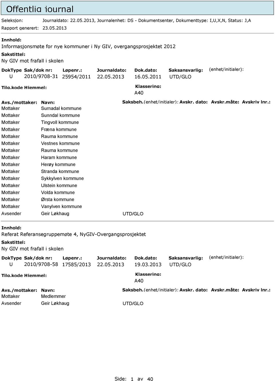 2011 TD/GLO A40 Mottaker Surnadal kommune Mottaker Mottaker Mottaker Mottaker Mottaker Mottaker Mottaker Mottaker Mottaker Mottaker Mottaker Mottaker Mottaker Mottaker Sunndal kommune Tingvoll