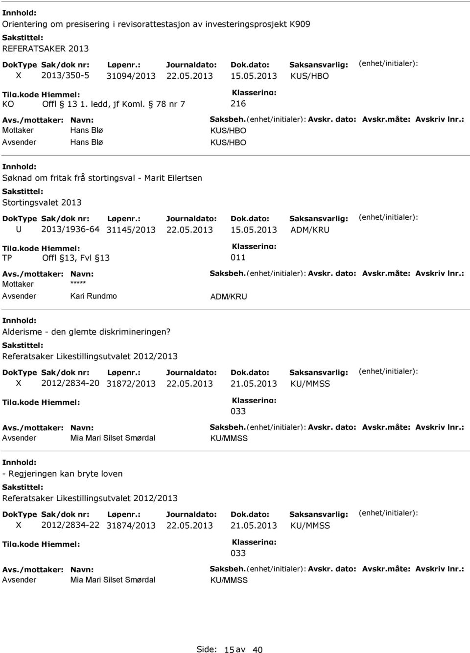 2013 ADM/KR TP 011 Mottaker Kari Rundmo ADM/KR Alderisme - den glemte diskrimineringen?