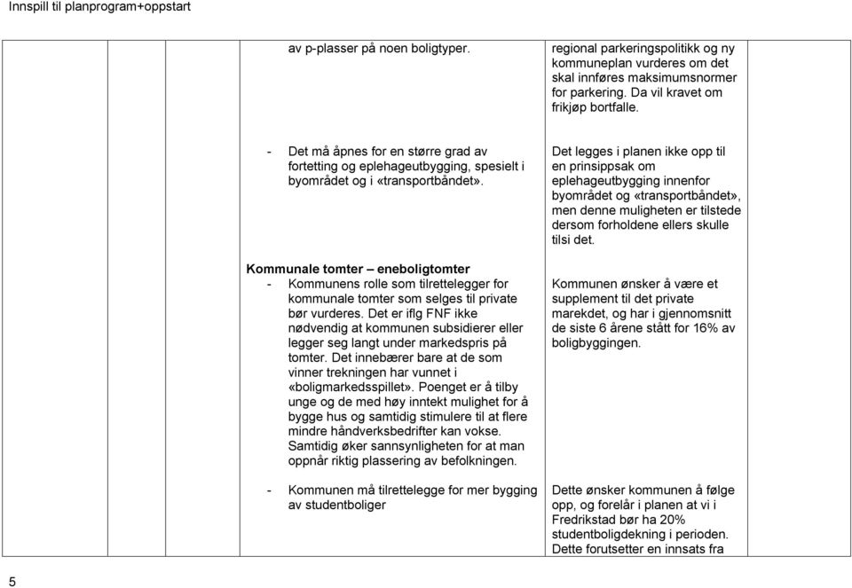 Kommunale tomter eneboligtomter - Kommunens rolle som tilrettelegger for kommunale tomter som selges til private bør vurderes.