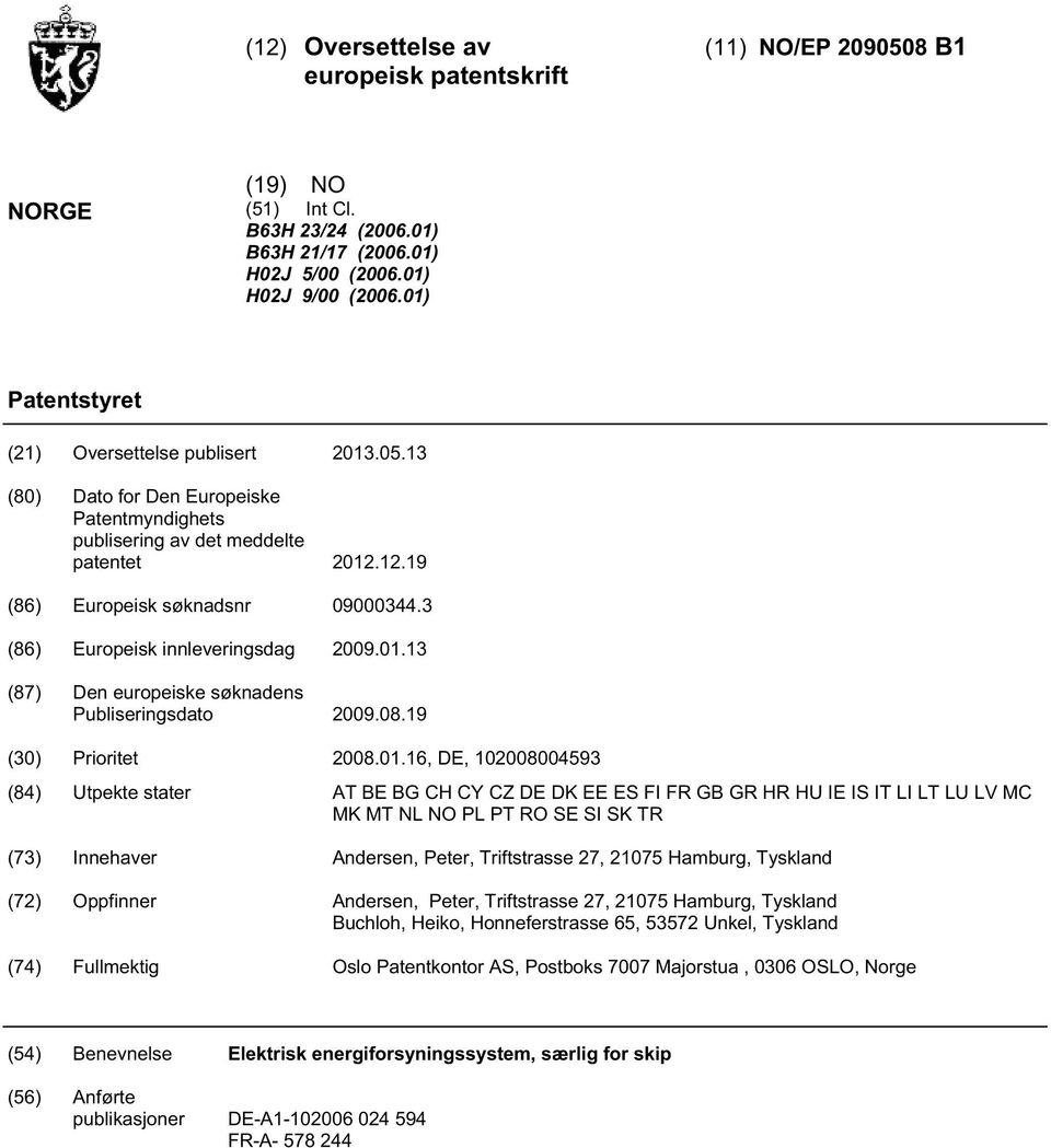 3 (86) Europeisk innleveringsdag 09.01.