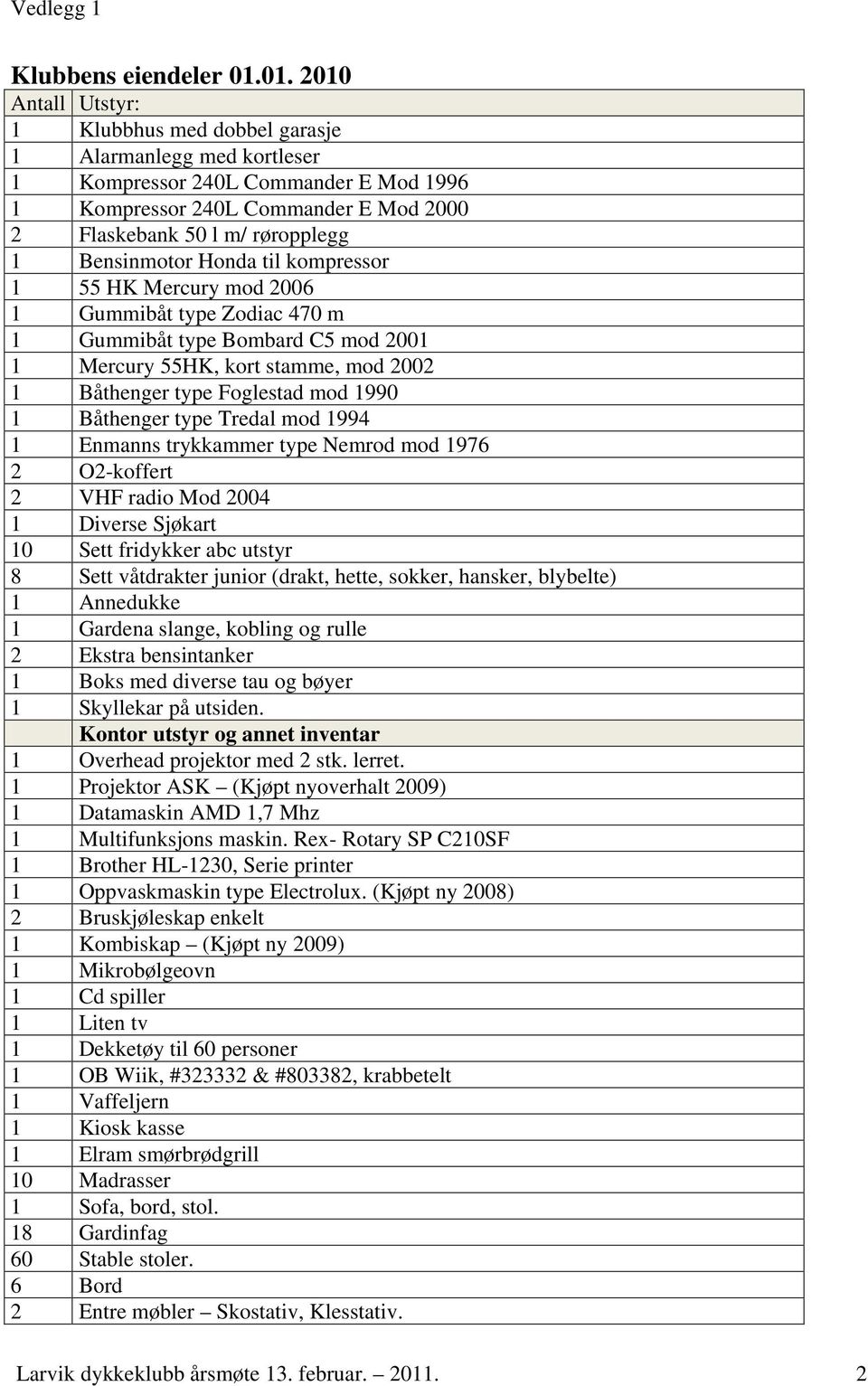 Bensinmotor Honda til kompressor 1 55 HK Mercury mod 2006 1 Gummibåt type Zodiac 470 m 1 Gummibåt type Bombard C5 mod 2001 1 Mercury 55HK, kort stamme, mod 2002 1 Båthenger type Foglestad mod 1990 1