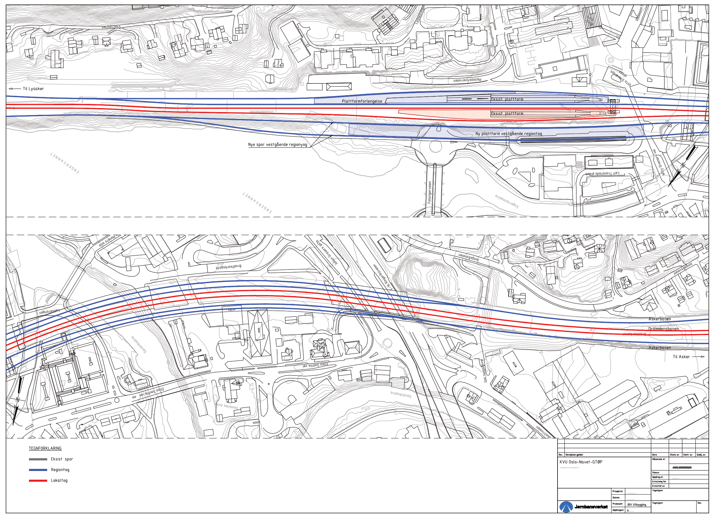 Side 7 Sandvika stasjon Tilsvarende for Sandvika er det sett på en forlengelse av plattform til 330 350 m, samt en utvidelse til 6 spor til plattform.