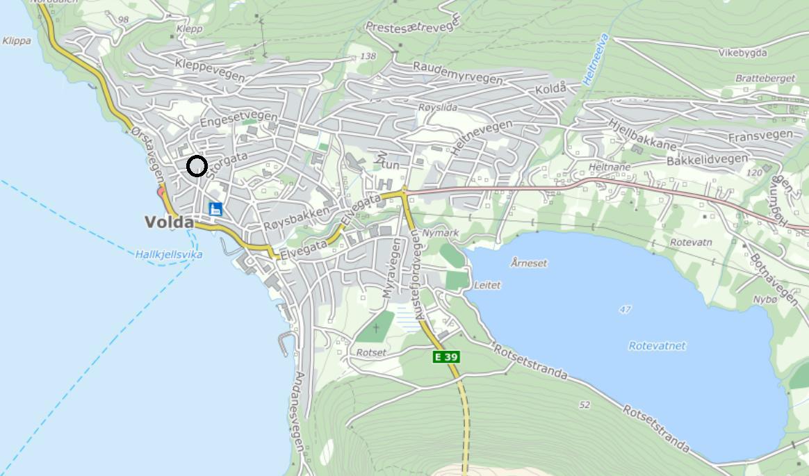 4 Skildring av planområdet 4.1 Lokalisering Planområdet ligg i Volda kommune, nærare bestemt på nedre Egset. Frå Volda sentrum er det ca. 700 m langs offentleg veg til planområdet.