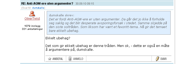 "Amatør1" svarer på "ebye" sin oppfordring, og presiserer samtidig at det ikke er snakk om noen gruppe.