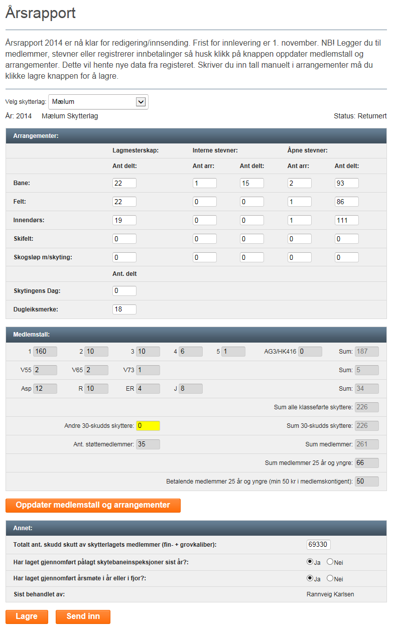 Eks: Returnert rapport