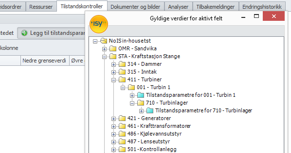 samlemappe for tilgjengelige tilstandsparametere kun blir tilgjengelig fra enhetsnivået og nedover (se skjermbilde på neste side).