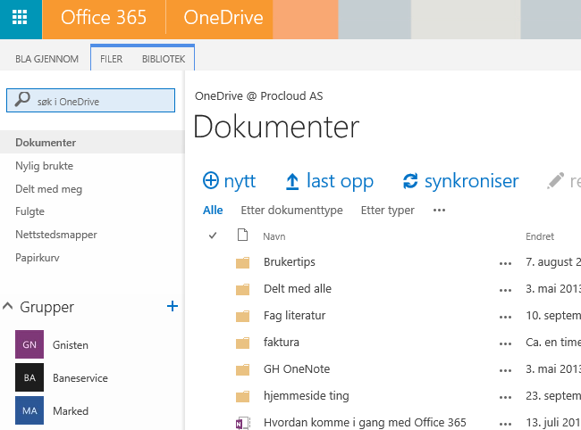 Lagre dokumenter til OneDrive for Business når Du ikke har tenkt å dele dokumentet.