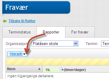 8. Rektor: Rapporter De med rollen Rektor i itslearning 2 har blant annet mulighet til å se rapport over fravær for alle elever for sin enhet.