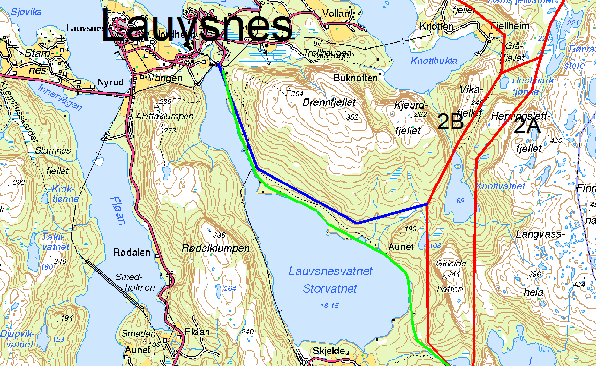 Lauvsnes ligger trangt plassert i dag innimellom boligfelt. Dette i kombinasjon med eks.